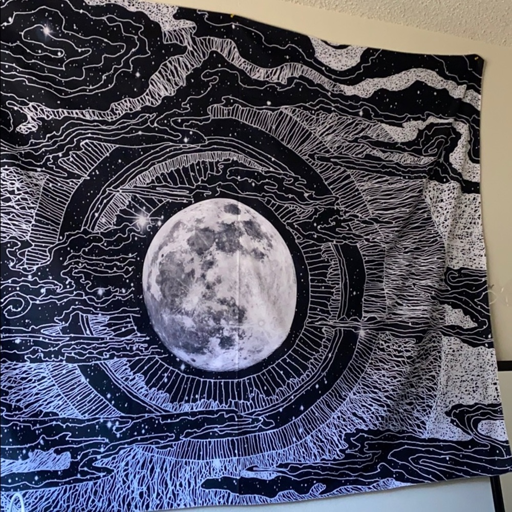 Moon Black and White Tapestry